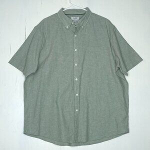 Croft & Barrow Sage Linen Short Sleeve Button Down Oxford Shirt XL Casual Preppy